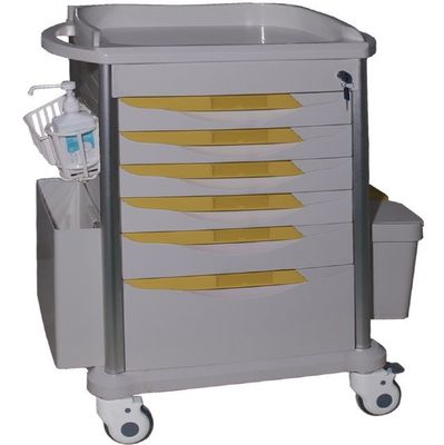 kupować Wielofunkcyjny wózek medyczny z tworzywa sztucznego z pięcioma szufladami w wielu kolorach produkcja online