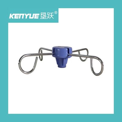 Szpitalny haczyk na słupek infuzyjny niebieski i biały metalowy materiał z tworzywa sztucznego