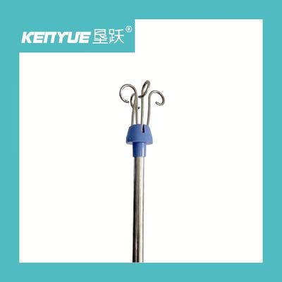 Niebieski mobilny stojak do infuzji ze stali nierdzewnej ze zdejmowanymi kółkami