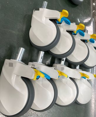 5-calowe podwójne kółka sterujące z centralnym sterowaniem do kół do mebli szpitalnych